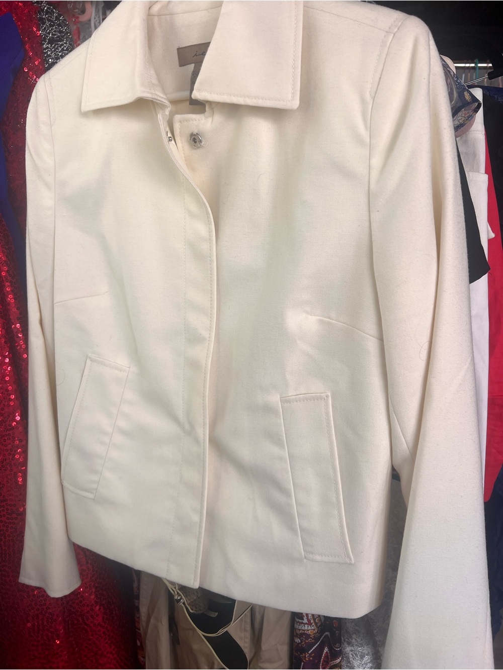 Women's Cream Utility Jacket with Front Pockets